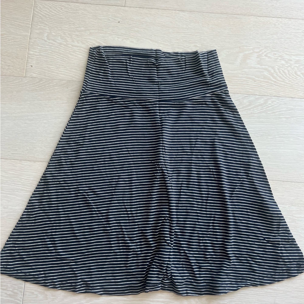 GAP Navy and White Striped Midi Skirt